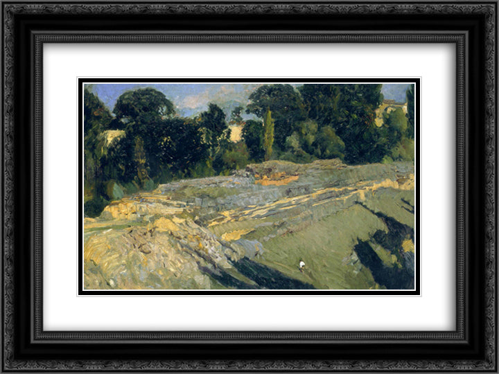 The outskirts of Segovia 24x18 Black Ornate Wood Framed Art Print Poster with Double Matting by Sorolla, Joaquin