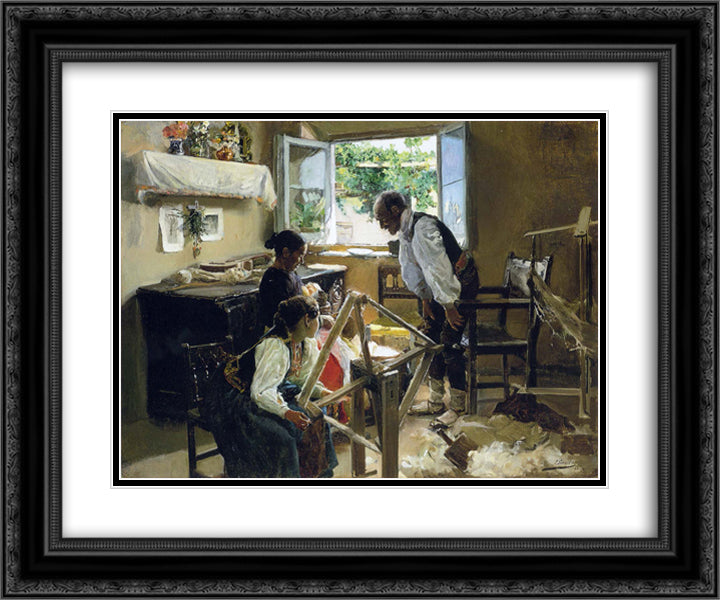 The suckling child 24x20 Black Ornate Wood Framed Art Print Poster with Double Matting by Sorolla, Joaquin