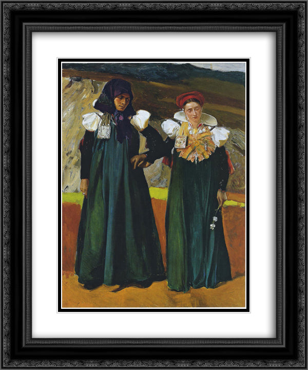 Traditional dress from the Anso Valley 20x24 Black Ornate Wood Framed Art Print Poster with Double Matting by Sorolla, Joaquin
