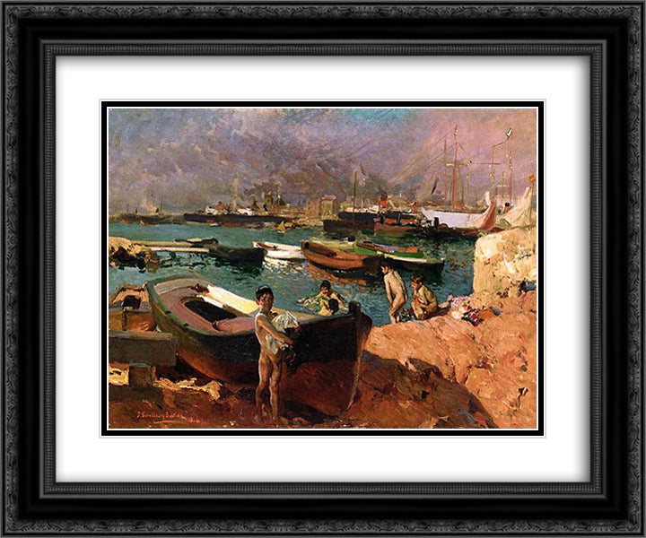 Valencia 24x20 Black Ornate Wood Framed Art Print Poster with Double Matting by Sorolla, Joaquin