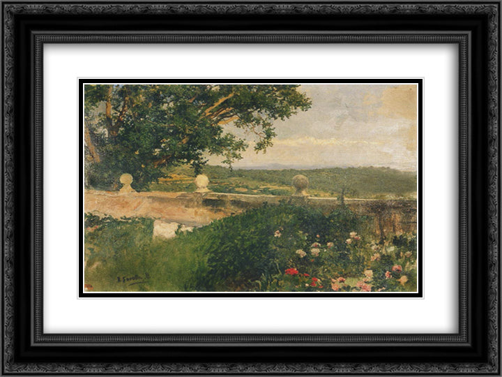 Valencia landscape 24x18 Black Ornate Wood Framed Art Print Poster with Double Matting by Sorolla, Joaquin