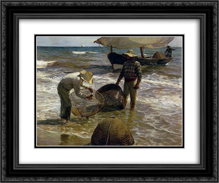 Valencian fisherman 24x20 Black Ornate Wood Framed Art Print Poster with Double Matting by Sorolla, Joaquin