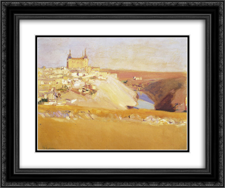 View of Toledo 24x20 Black Ornate Wood Framed Art Print Poster with Double Matting by Sorolla, Joaquin