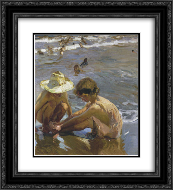 Wounded foot 20x22 Black Ornate Wood Framed Art Print Poster with Double Matting by Sorolla, Joaquin