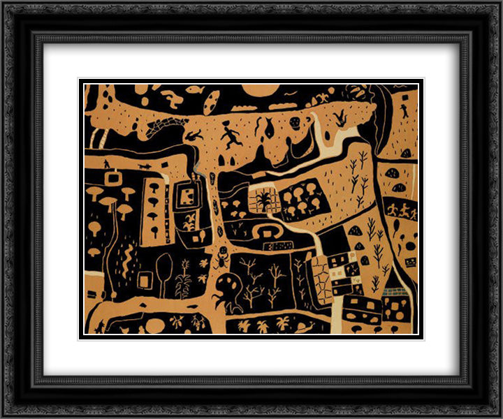 Praia do Vau 24x20 Black Ornate Wood Framed Art Print Poster with Double Matting by Rodrigo, Joaquim