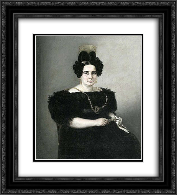 Retrato de Josefa de Corte de Gargollo 20x22 Black Ornate Wood Framed Art Print Poster with Double Matting by Fernandez Cruzado, Joaquin Manuel