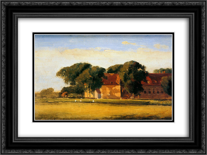 Landscape 24x18 Black Ornate Wood Framed Art Print Poster with Double Matting by Weissenbruch, Johan Hendrik