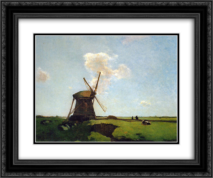 Polder landscape 24x20 Black Ornate Wood Framed Art Print Poster with Double Matting by Weissenbruch, Johan Hendrik