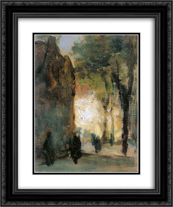 Small road 20x24 Black Ornate Wood Framed Art Print Poster with Double Matting by Weissenbruch, Johan Hendrik