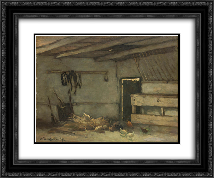 Stalinterieur 24x20 Black Ornate Wood Framed Art Print Poster with Double Matting by Weissenbruch, Johan Hendrik