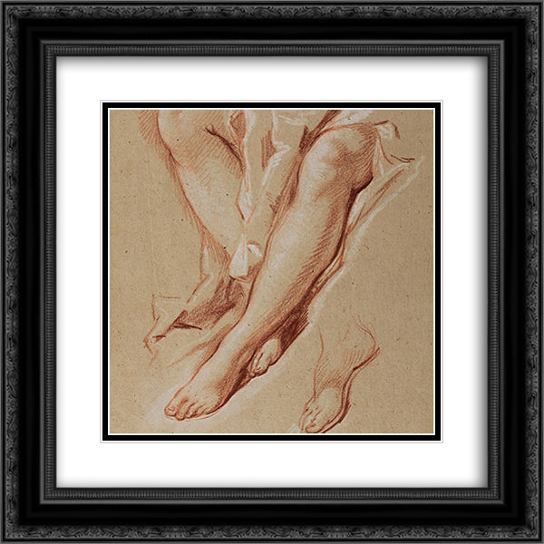 Bein- und Draperiestudie 20x20 Black Ornate Wood Framed Art Print Poster with Double Matting by Peters, Johann Anton de