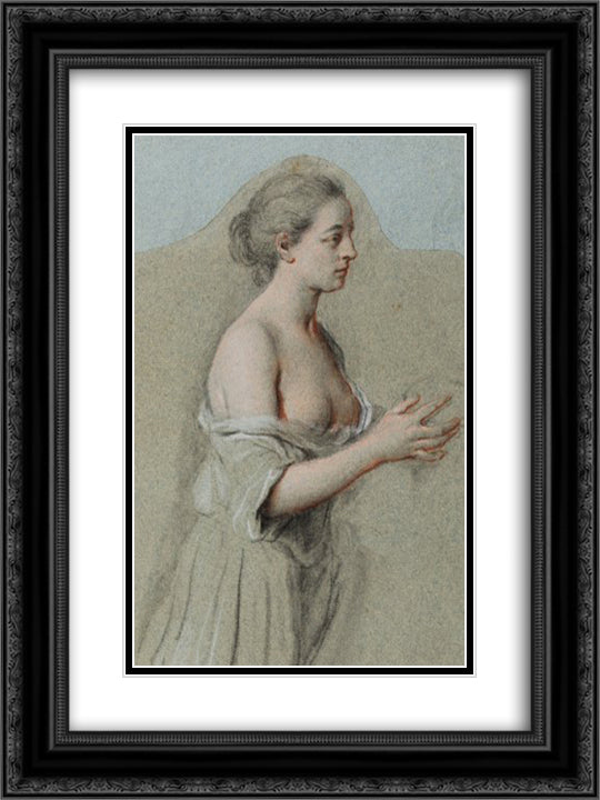 Die bussende Maria Magdalena 18x24 Black Ornate Wood Framed Art Print Poster with Double Matting by Peters, Johann Anton de