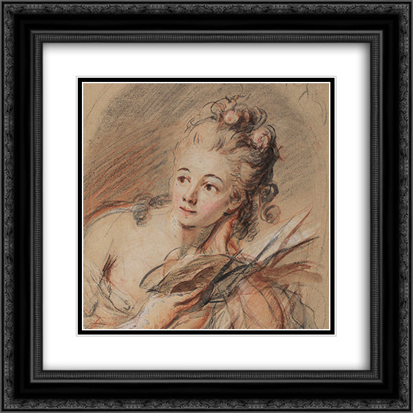 Junge Frau, ein Buch lesend 20x20 Black Ornate Wood Framed Art Print Poster with Double Matting by Peters, Johann Anton de