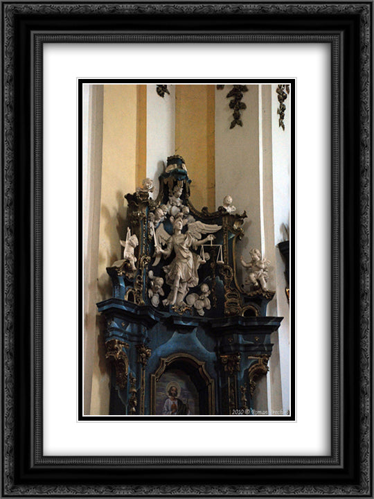 Altar of St. Jude Thaddeus with archangel Michael 18x24 Black Ornate Wood Framed Art Print Poster with Double Matting by Pinzel, Johann Georg