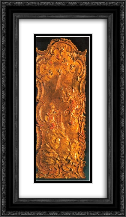 Annunciation 14x24 Black Ornate Wood Framed Art Print Poster with Double Matting by Pinzel, Johann Georg