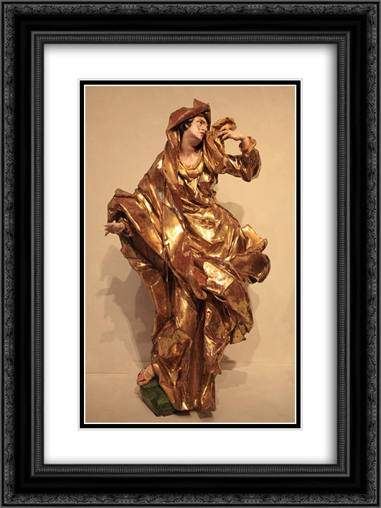 Our Lady 18x24 Black Ornate Wood Framed Art Print Poster with Double Matting by Pinzel, Johann Georg