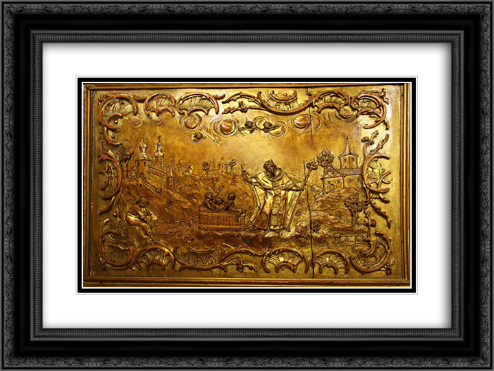 The Miracle of St. Nicholas 24x18 Black Ornate Wood Framed Art Print Poster with Double Matting by Pinzel, Johann Georg