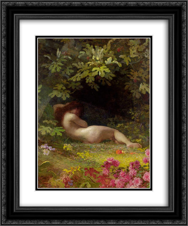 Eve after Falling Into Sin 20x24 Black Ornate Wood Framed Art Print Poster with Double Matting by Koler, Johann