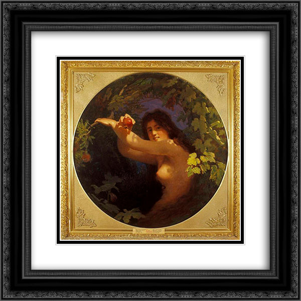 Eve with a Pomegranate 20x20 Black Ornate Wood Framed Art Print Poster with Double Matting by Koler, Johann