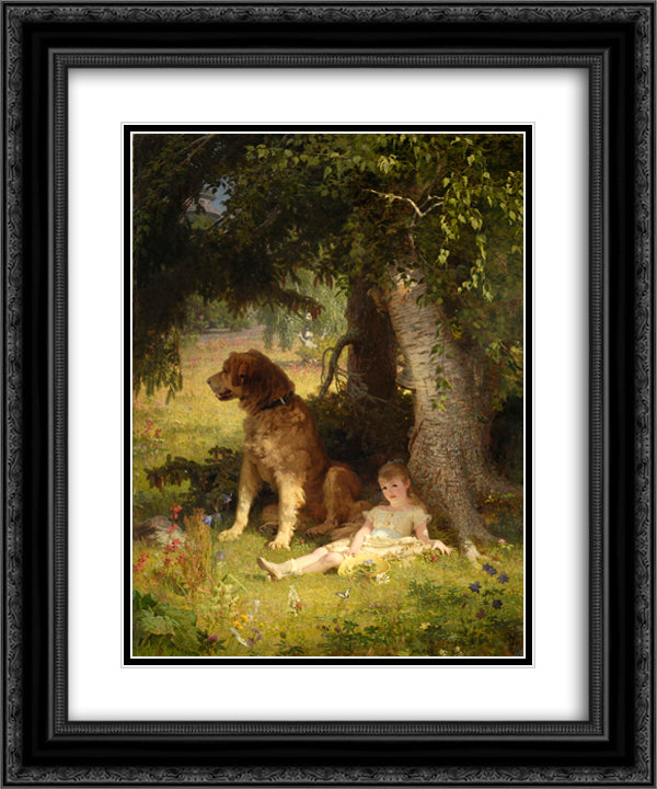 Faithful Guardian 20x24 Black Ornate Wood Framed Art Print Poster with Double Matting by Koler, Johann