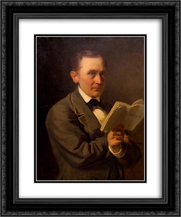 Friedrich Reinhold Kreutzwald reading The Kalevipoeg in manuscript 20x24 Black Ornate Wood Framed Art Print Poster with Double Matting by Koler, Johann