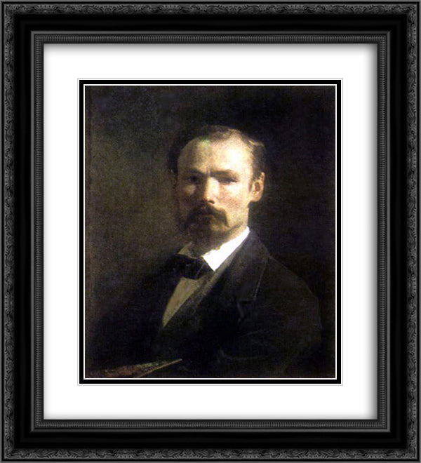 Self portrait 20x22 Black Ornate Wood Framed Art Print Poster with Double Matting by Koler, Johann