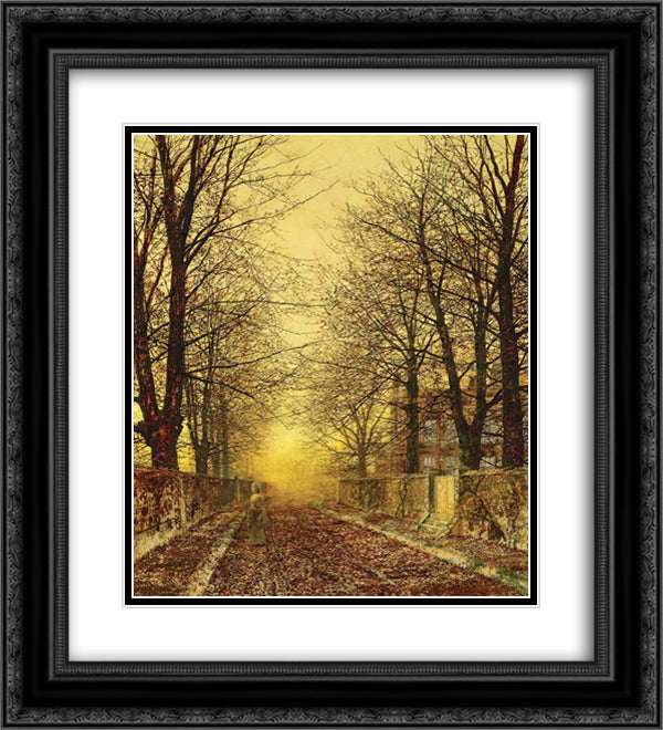 A Golden Country Road 20x22 Black Ornate Wood Framed Art Print Poster with Double Matting by Grimshaw, John Atkinson