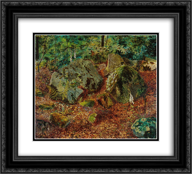 A Mossy Glen 22x20 Black Ornate Wood Framed Art Print Poster with Double Matting by Grimshaw, John Atkinson