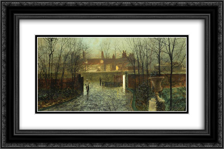 Arriving in the hall 24x16 Black Ornate Wood Framed Art Print Poster with Double Matting by Grimshaw, John Atkinson