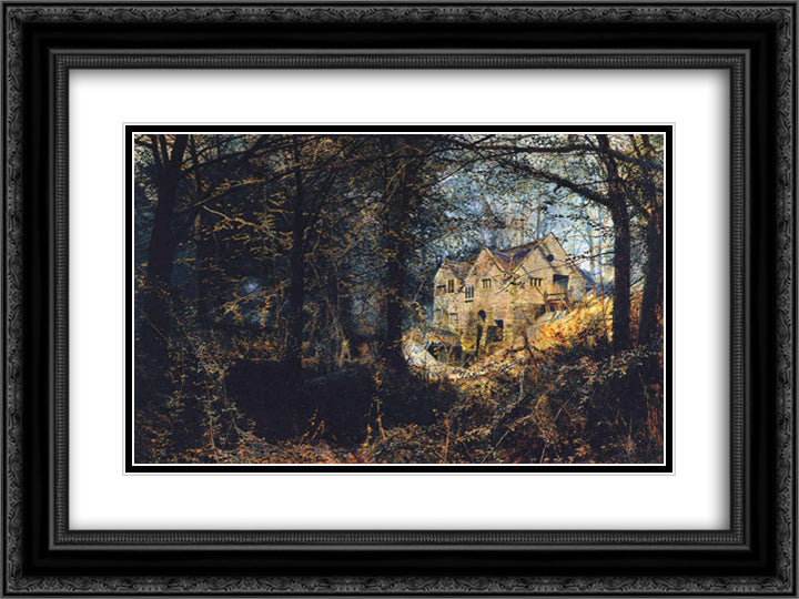 Autumn Glory The Old Mill 24x18 Black Ornate Wood Framed Art Print Poster with Double Matting by Grimshaw, John Atkinson