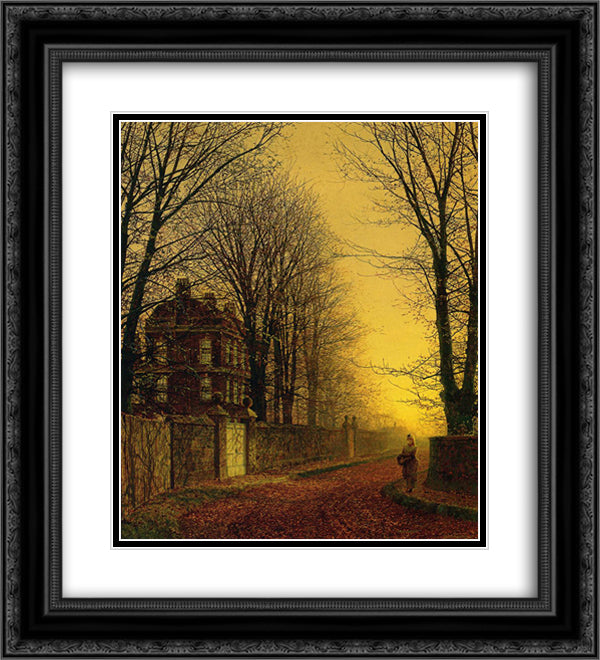 Autumn Gold 20x22 Black Ornate Wood Framed Art Print Poster with Double Matting by Grimshaw, John Atkinson