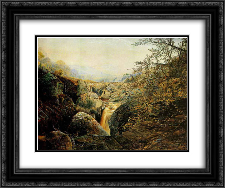 Colwith Force 24x20 Black Ornate Wood Framed Art Print Poster with Double Matting by Grimshaw, John Atkinson