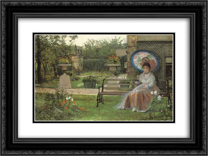 In the Pleasaunce 24x18 Black Ornate Wood Framed Art Print Poster with Double Matting by Grimshaw, John Atkinson
