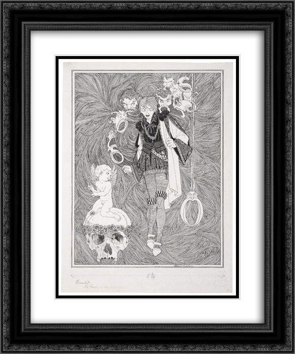 Hamlet 20x24 Black Ornate Wood Framed Art Print Poster with Double Matting by Austen, John