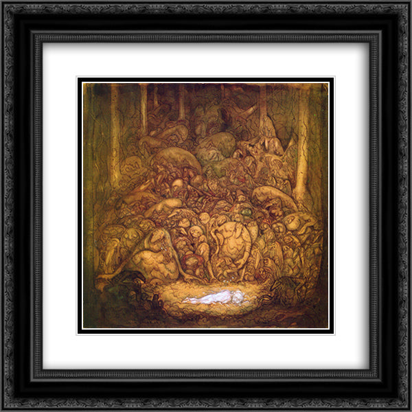 Root trolls 20x20 Black Ornate Wood Framed Art Print Poster with Double Matting by Bauer, John
