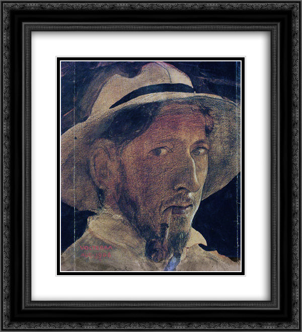 Self-portrait 20x22 Black Ornate Wood Framed Art Print Poster with Double Matting by Bauer, John