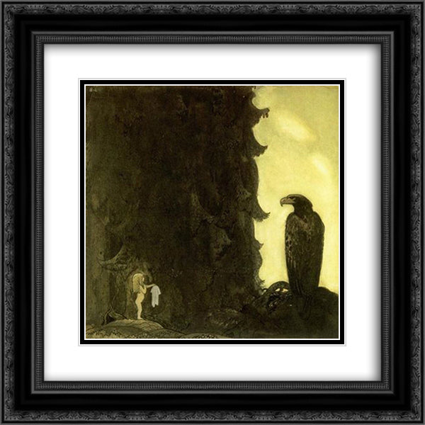 She gave the eagle her petticoat 20x20 Black Ornate Wood Framed Art Print Poster with Double Matting by Bauer, John