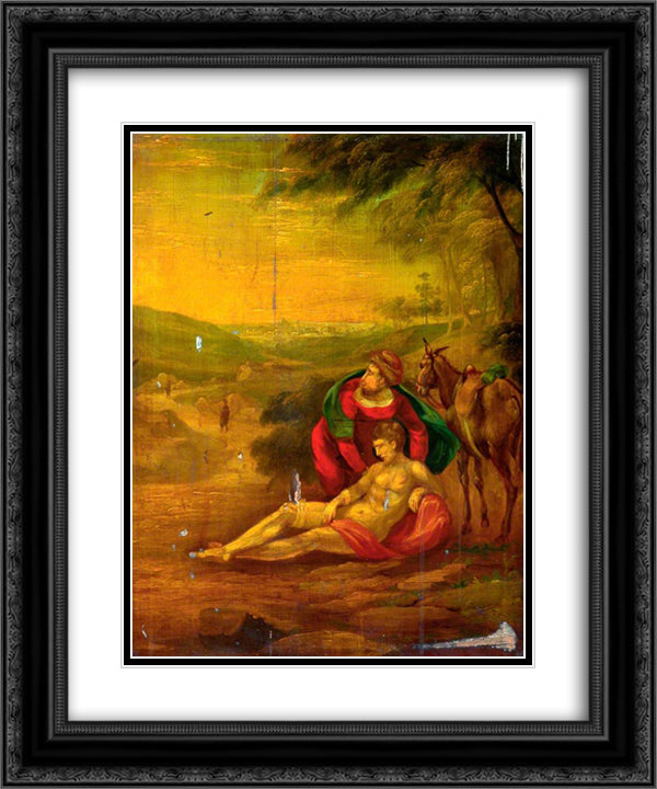Philanthropy (The Good Samaritan) 20x24 Black Ornate Wood Framed Art Print Poster with Double Matting by Bradley, John