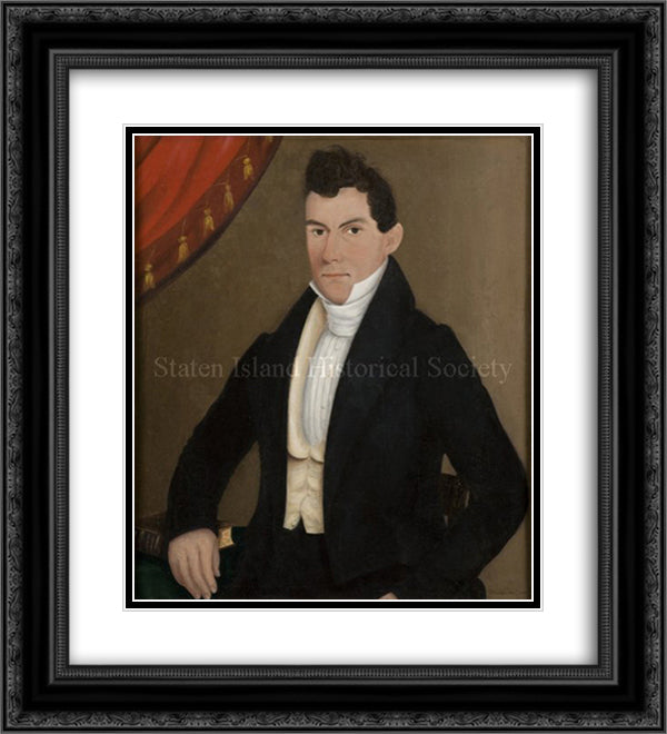 Portrait of Captain John Cole 20x22 Black Ornate Wood Framed Art Print Poster with Double Matting by Bradley, John