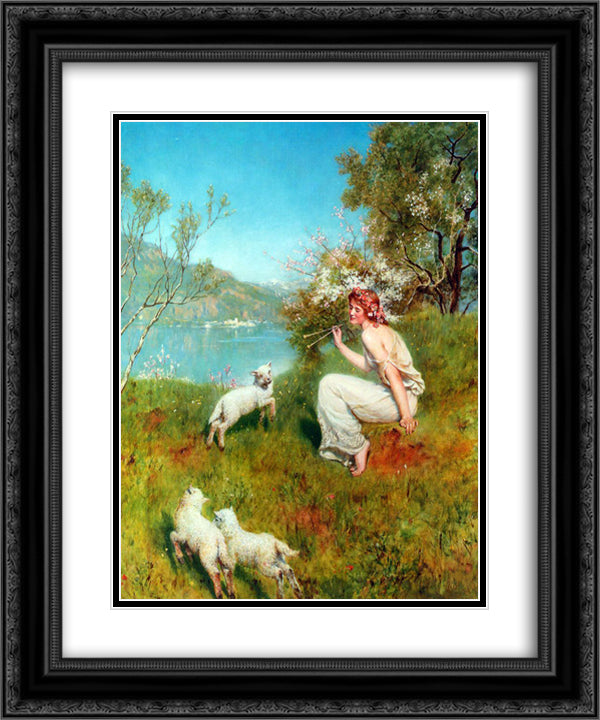 Spring 20x24 Black Ornate Wood Framed Art Print Poster with Double Matting by Collier, John