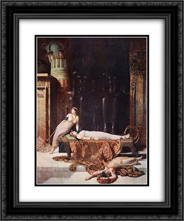 The Death of Cleopatra 20x24 Black Ornate Wood Framed Art Print Poster with Double Matting by Collier, John