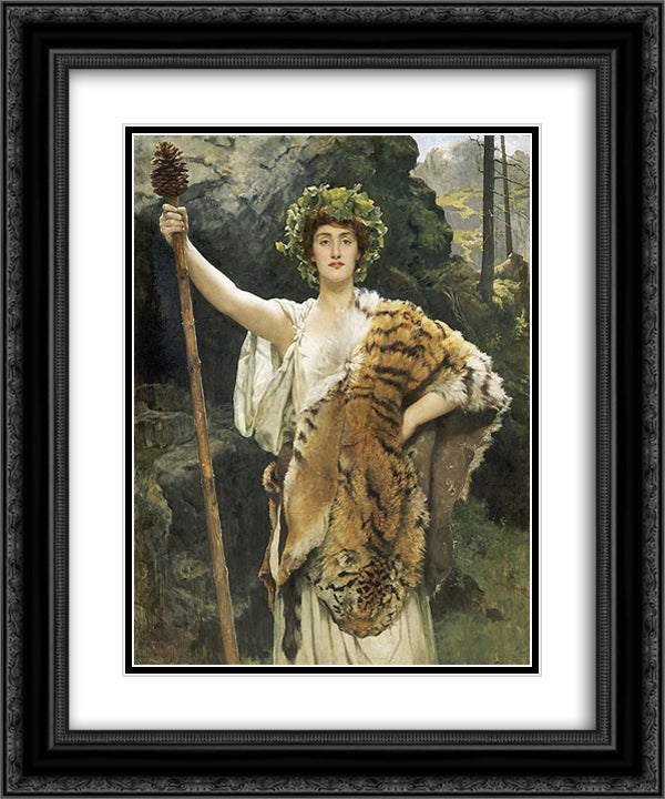 The Priestess of Bacchus 20x24 Black Ornate Wood Framed Art Print Poster with Double Matting by Collier, John