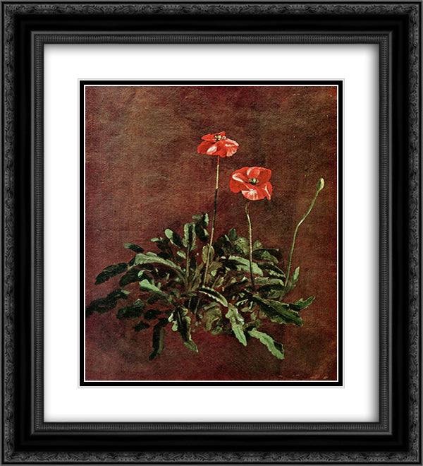Study for poppies 20x22 Black Ornate Wood Framed Art Print Poster with Double Matting by Constable, John