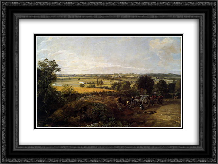 The Stour Valley with the Church of Dedham 24x18 Black Ornate Wood Framed Art Print Poster with Double Matting by Constable, John