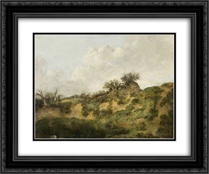 A Sandy Bank 24x20 Black Ornate Wood Framed Art Print Poster with Double Matting by Crome, John