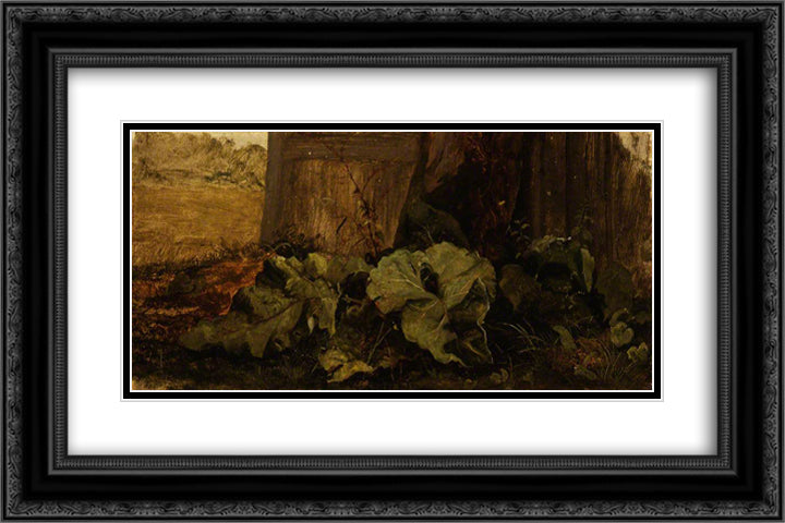 Dock Leaves 24x16 Black Ornate Wood Framed Art Print Poster with Double Matting by Crome, John