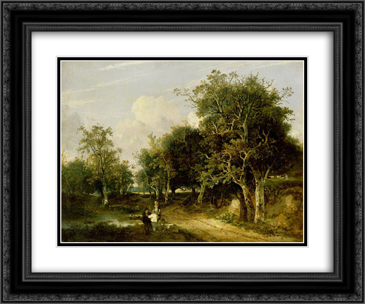 Grove Scene 24x20 Black Ornate Wood Framed Art Print Poster with Double Matting by Crome, John
