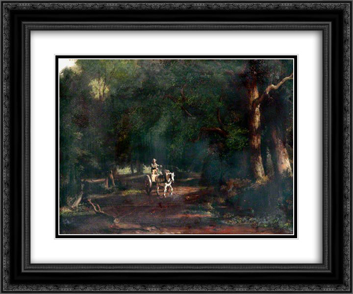 Landscape 24x20 Black Ornate Wood Framed Art Print Poster with Double Matting by Crome, John