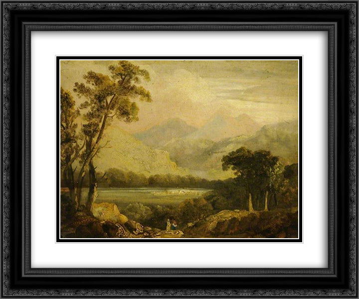 Landscape with a River 24x20 Black Ornate Wood Framed Art Print Poster with Double Matting by Crome, John