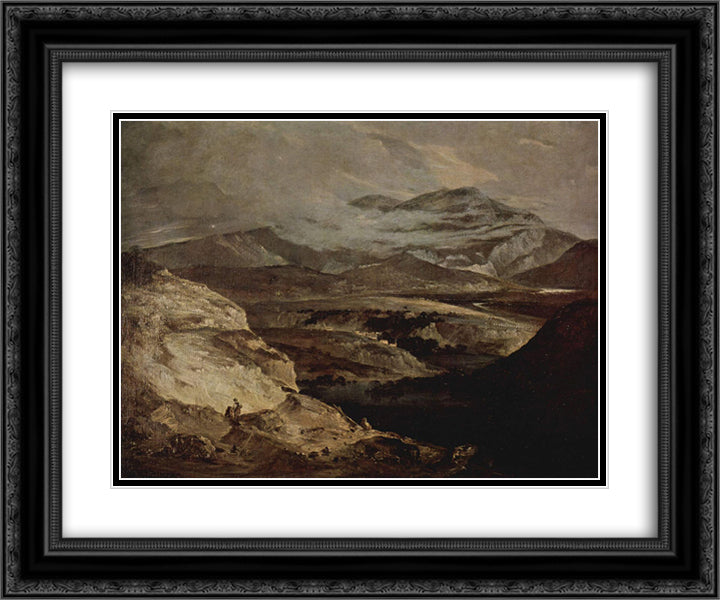 Slate Quarries 24x20 Black Ornate Wood Framed Art Print Poster with Double Matting by Crome, John